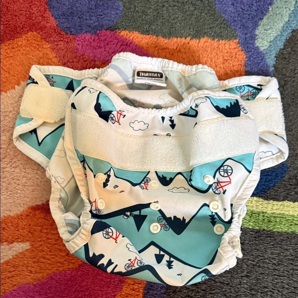 Thirsties diaper cover, GUC, size Two, Velcro closure, adjustable snaps